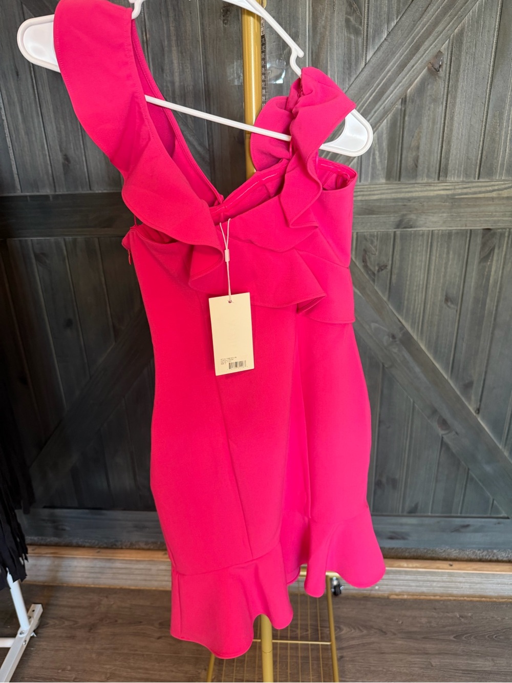 Likely Hot Pink One-Shoulder Ruffle Dress